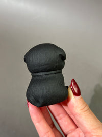 Black Obsidian Pug Carving with Bow Tie | 2” Hand-Carved Crystal Dog Figurine | Protective Stone, Animal Lover Gift, Cute Crystal Decor