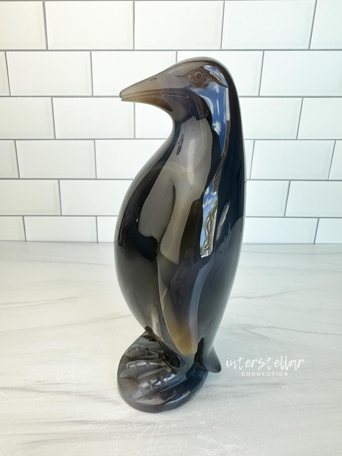PENGUIN - Blue Agate Geode Quartz Penguin Carving