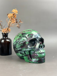 Ruby Zoisite 4.5" Hand-Carved Skull #S12