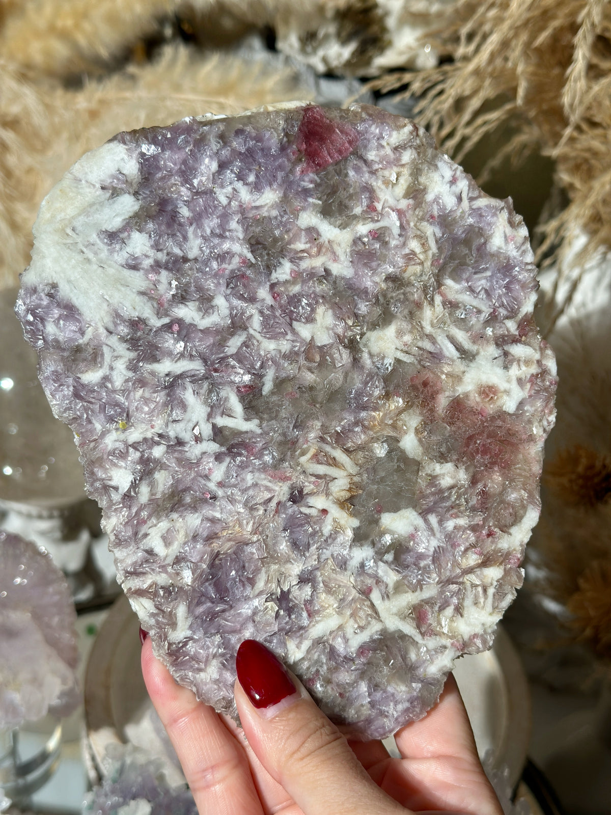 Lepidolite Smoky Quartz Slab Slice 5"x6.5"