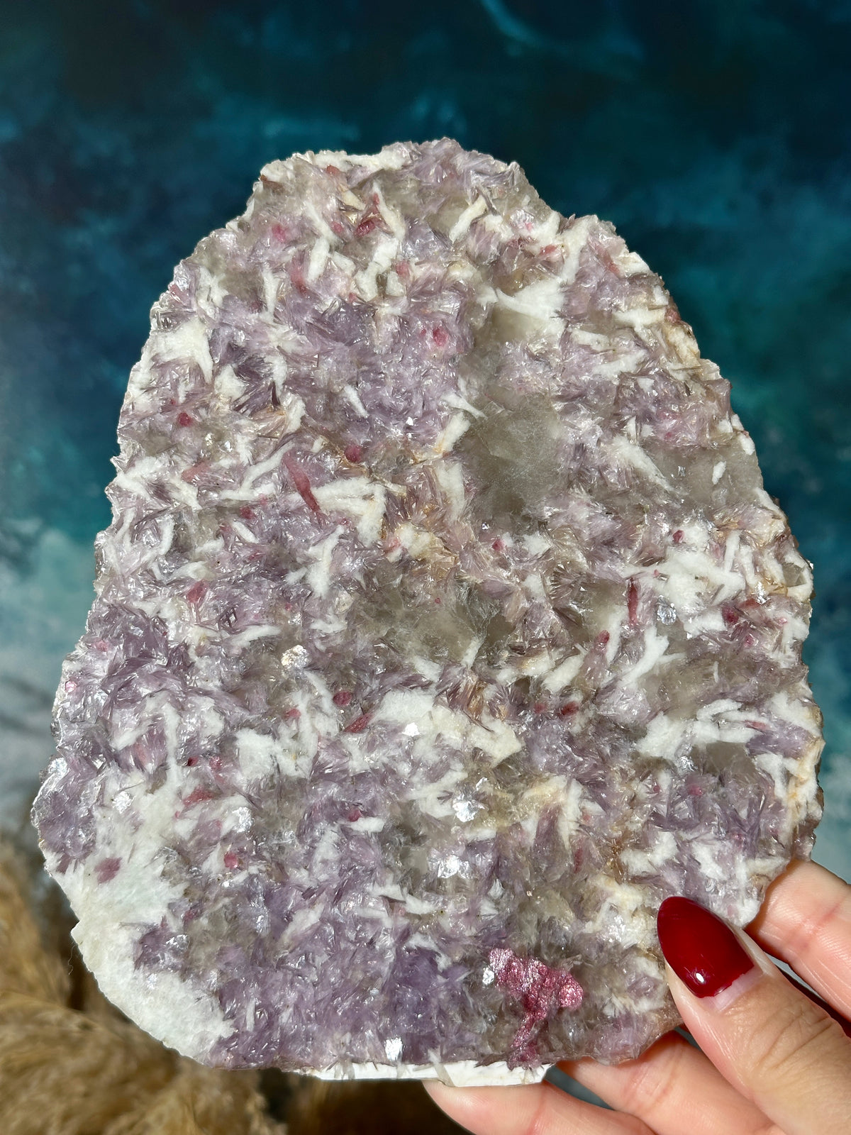 Lepidolite Smoky Quartz Slab Slice 5"x6.5"