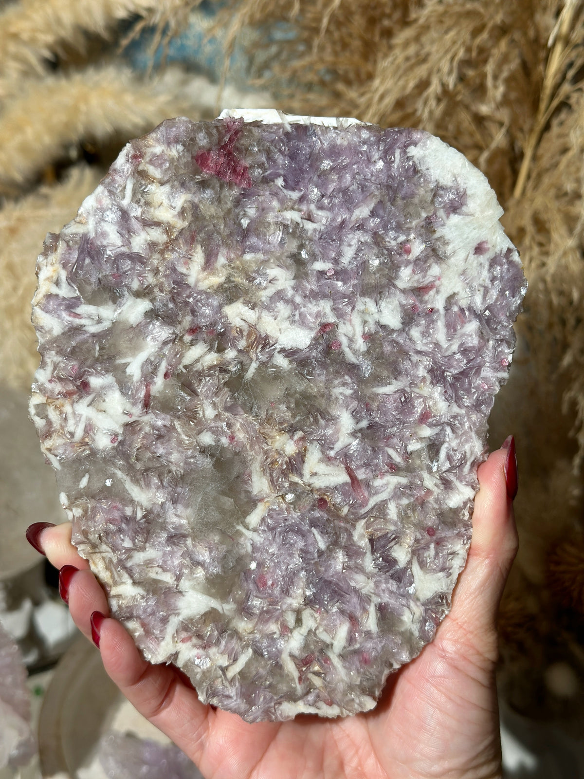 Lepidolite Smoky Quartz Slab Slice 5"x6.5"