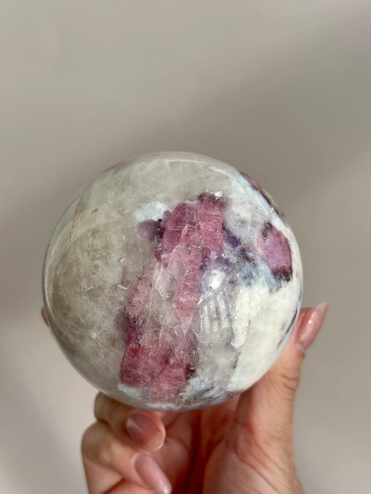 Pink Tourmaline Lepidolite Smoky Unicorn Sphere #2