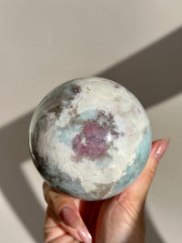 Pink Tourmaline Lepidolite Smoky Unicorn Sphere #2