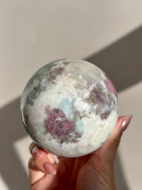 Pink Tourmaline Lepidolite Smoky Unicorn Sphere #2