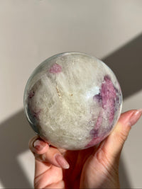 Pink Tourmaline Lepidolite Smoky Unicorn Sphere #2