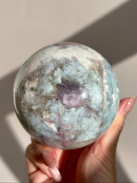 Pink Tourmaline Lepidolite Smoky Unicorn Sphere #2