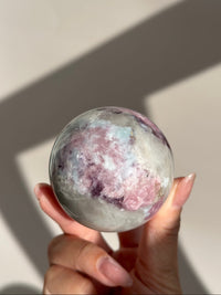 Pink Tourmaline Lepidolite Smoky Unicorn Sphere #6
