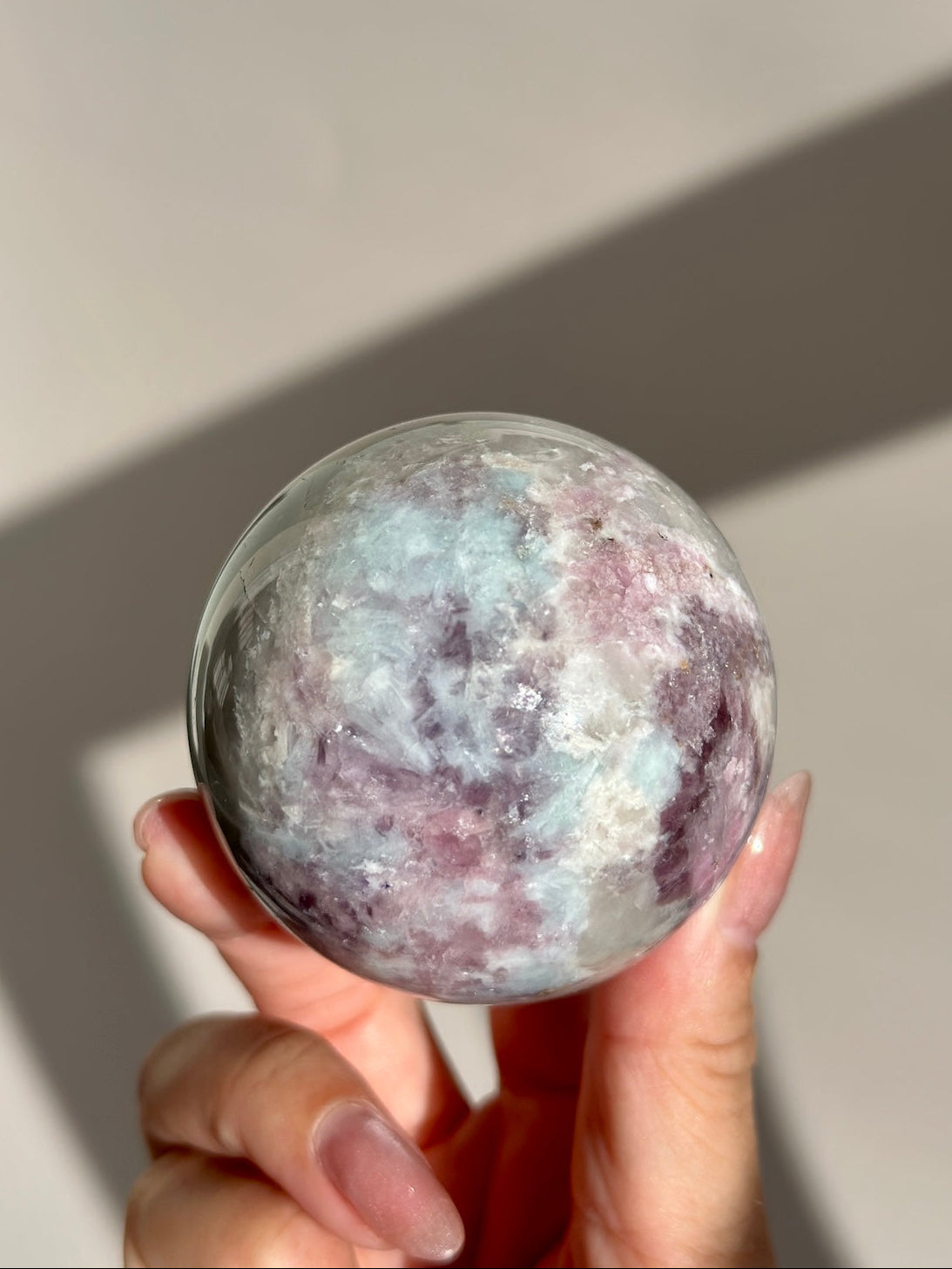 Pink Tourmaline Lepidolite Smoky Unicorn Sphere #6