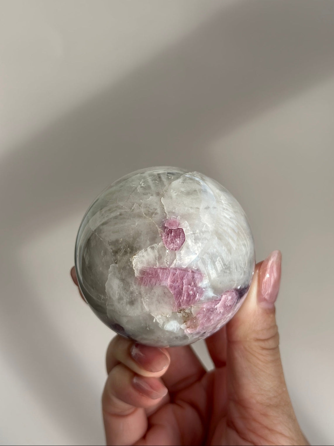 Pink Tourmaline Lepidolite Smoky Unicorn Sphere #6