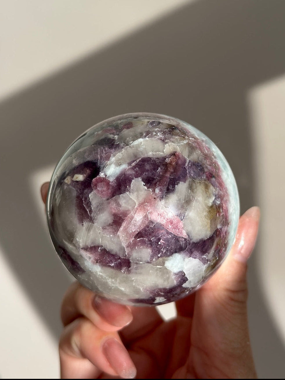 Pink Tourmaline Lepidolite Smoky Unicorn Sphere #5