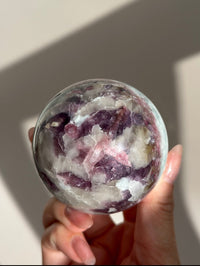 Pink Tourmaline Lepidolite Smoky Unicorn Sphere #5