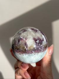 Pink Tourmaline Lepidolite Smoky Unicorn Sphere #5