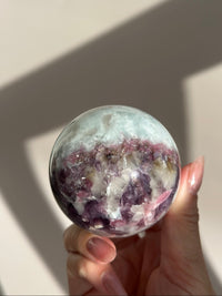 Pink Tourmaline Lepidolite Smoky Unicorn Sphere #5