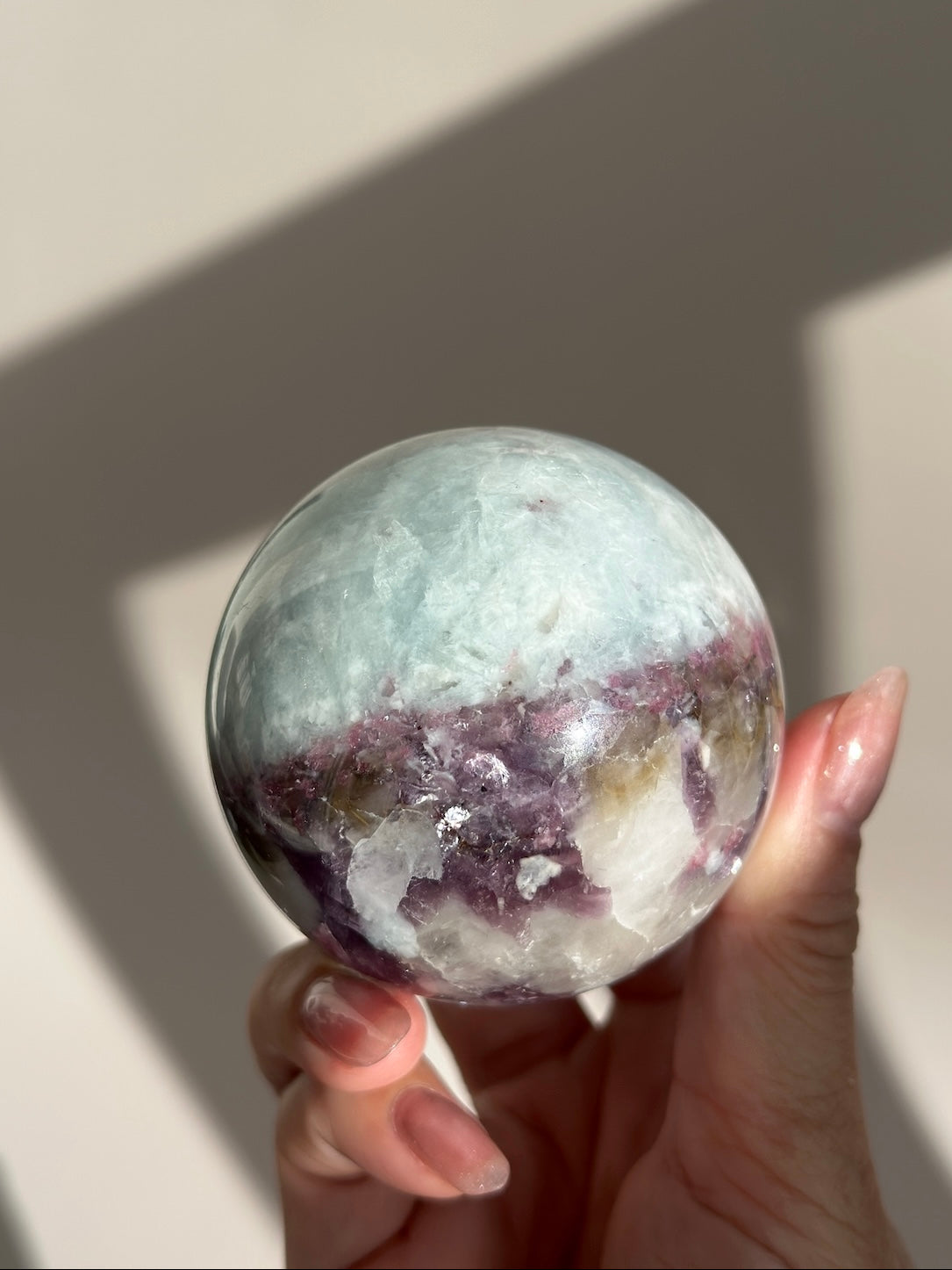 Pink Tourmaline Lepidolite Smoky Unicorn Sphere #5