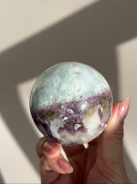 Pink Tourmaline Lepidolite Smoky Unicorn Sphere #5