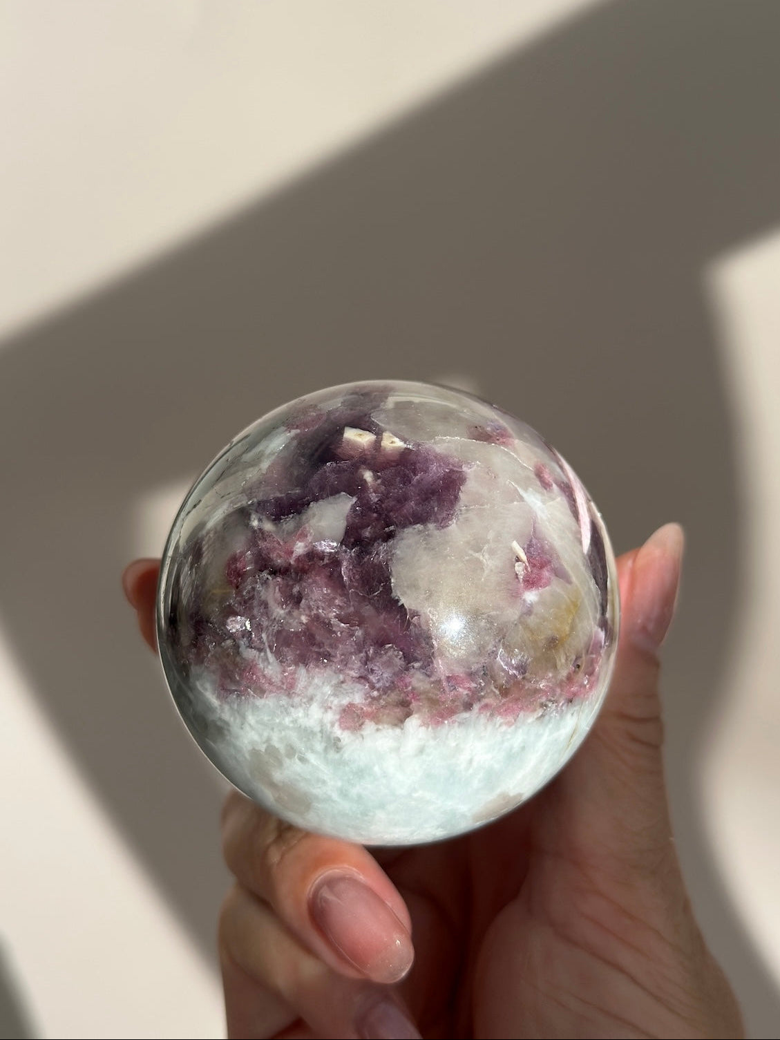 Pink Tourmaline Lepidolite Smoky Unicorn Sphere #5