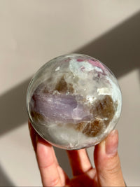Pink Tourmaline Lepidolite Smoky Unicorn Sphere #4