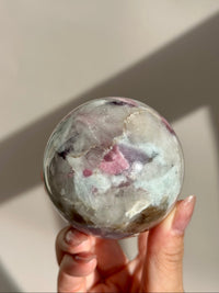 Pink Tourmaline Lepidolite Smoky Unicorn Sphere #4