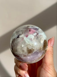 Pink Tourmaline Lepidolite Smoky Unicorn Sphere #4