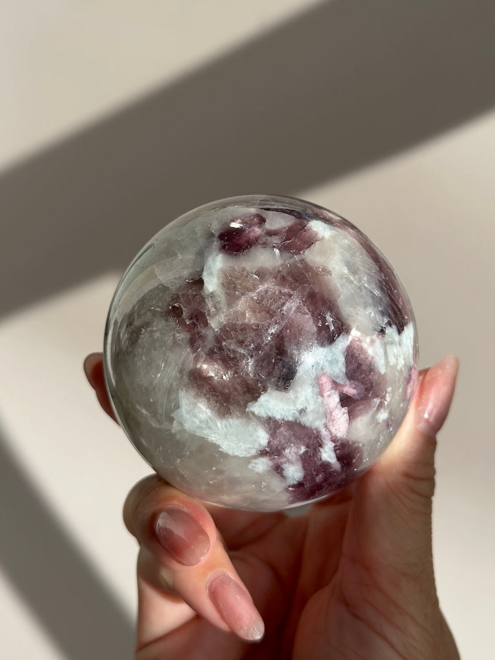 Pink Tourmaline Lepidolite Smoky Unicorn Sphere #3