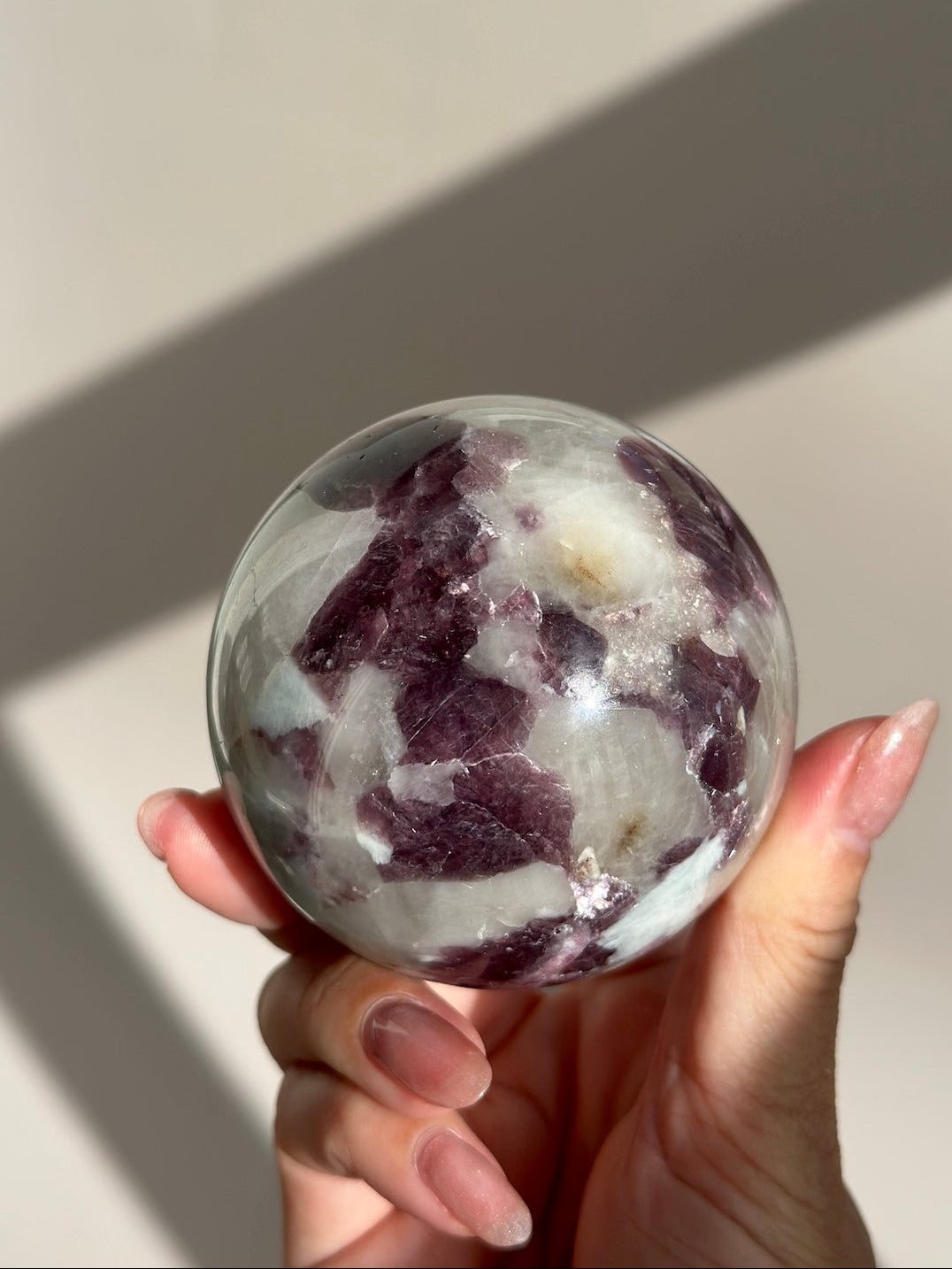 Pink Tourmaline Lepidolite Smoky Unicorn Sphere #3