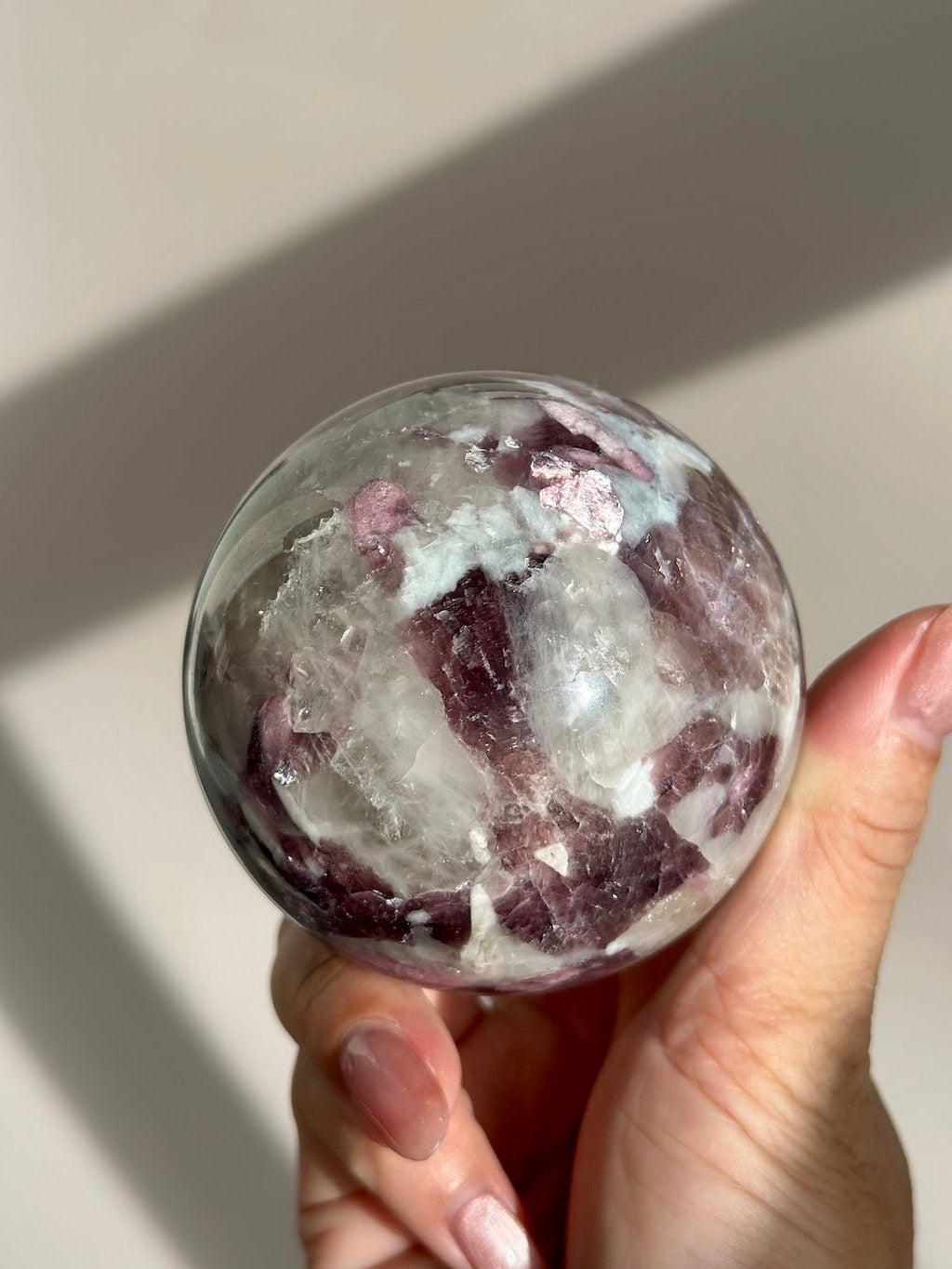Pink Tourmaline Lepidolite Smoky Unicorn Sphere #3