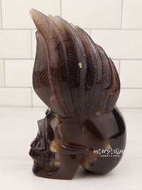 VADER - Agate Amethyst Geode WINGED SKULL carving #S14