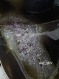 VADER - Agate Amethyst Geode WINGED SKULL carving #S14