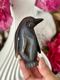 Druzy Agate Penguin Carving
