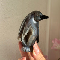 Druzy Agate Penguin Carving