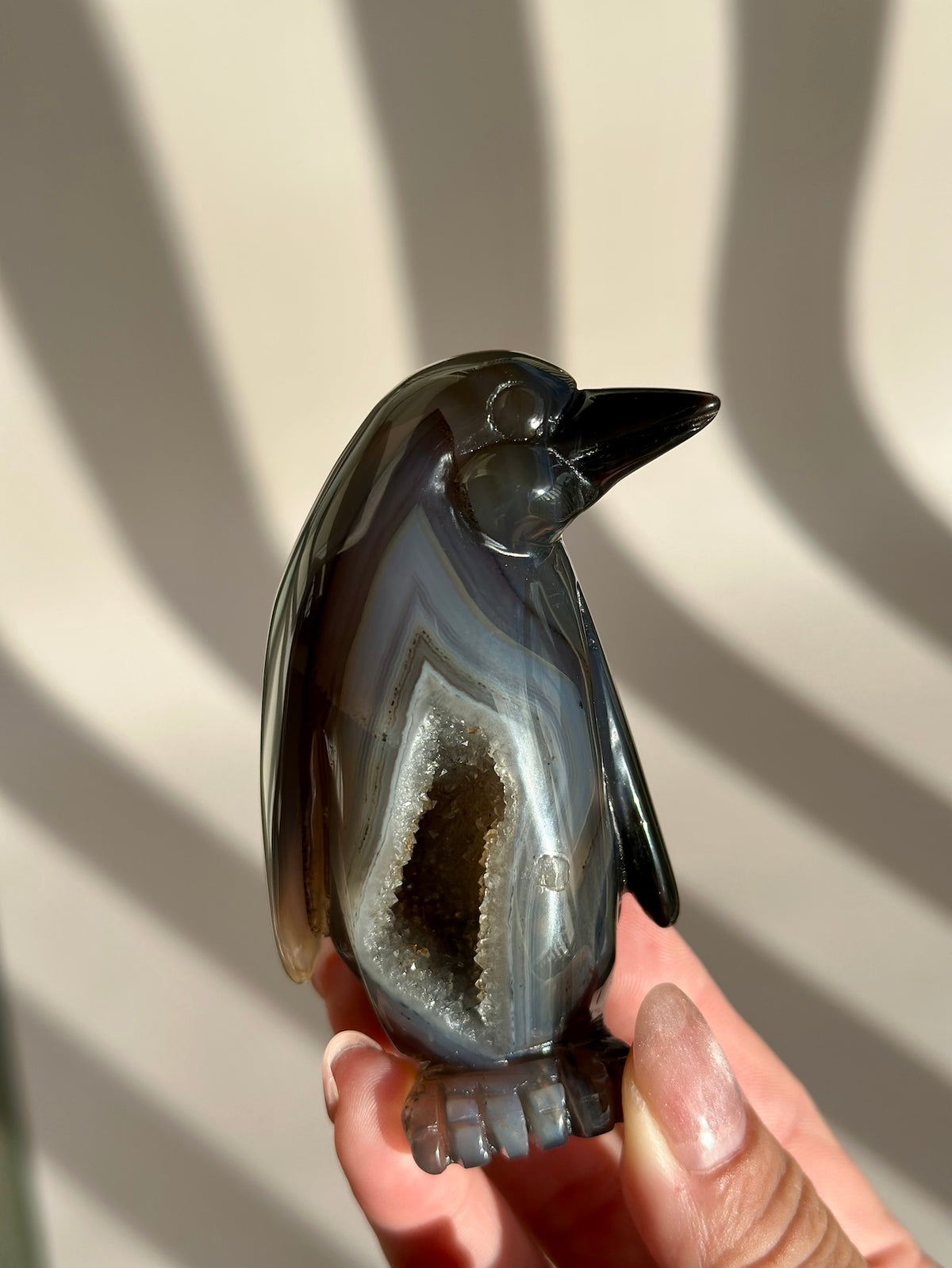 Druzy Agate Penguin Carving