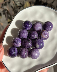 Purple Charoite Mini Sphere, Russian Gemstone, Pocket Stone
