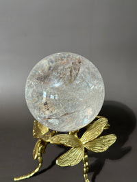 Clear Quartz Sphere with Rainbows and Dendrite