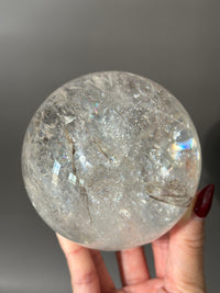 Clear Quartz Sphere with Rainbows and Dendrite
