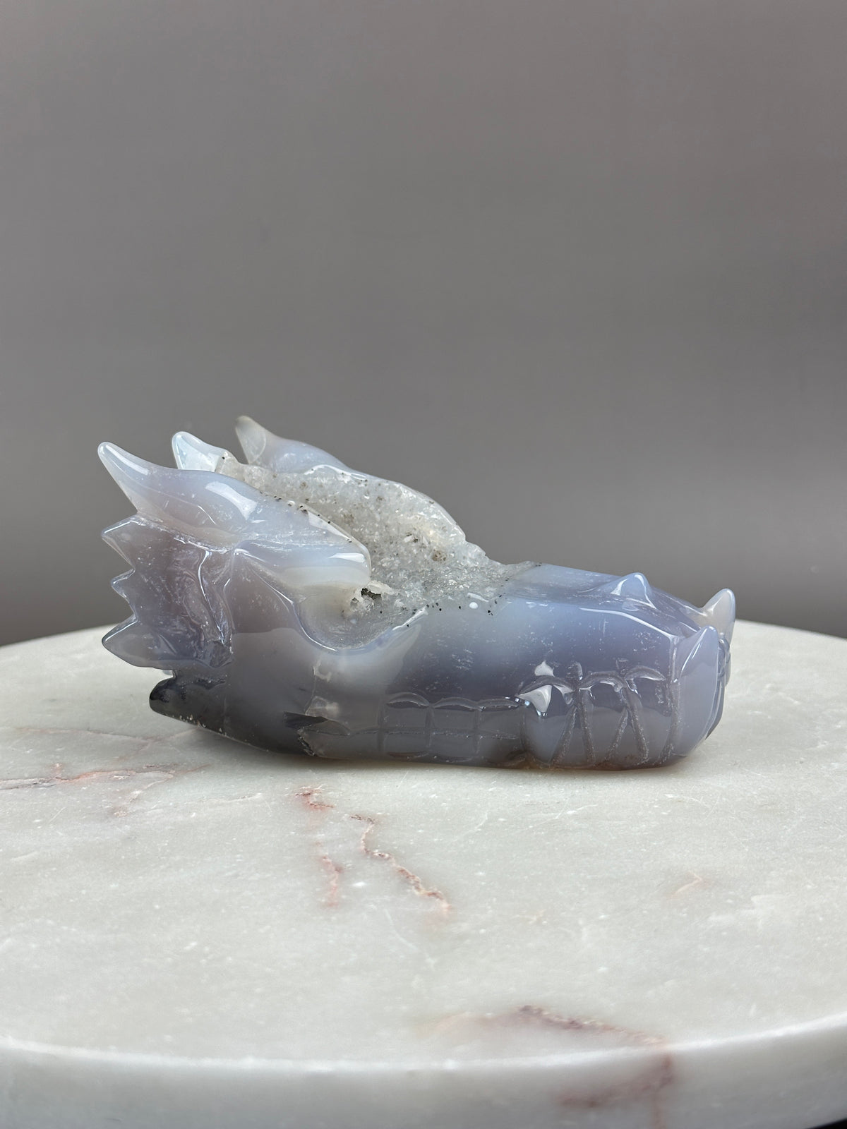 Druzy Agate 4.75" Dragon Skull #D2