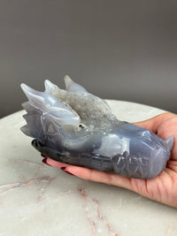 Druzy Agate 4.75" Dragon Skull #D2