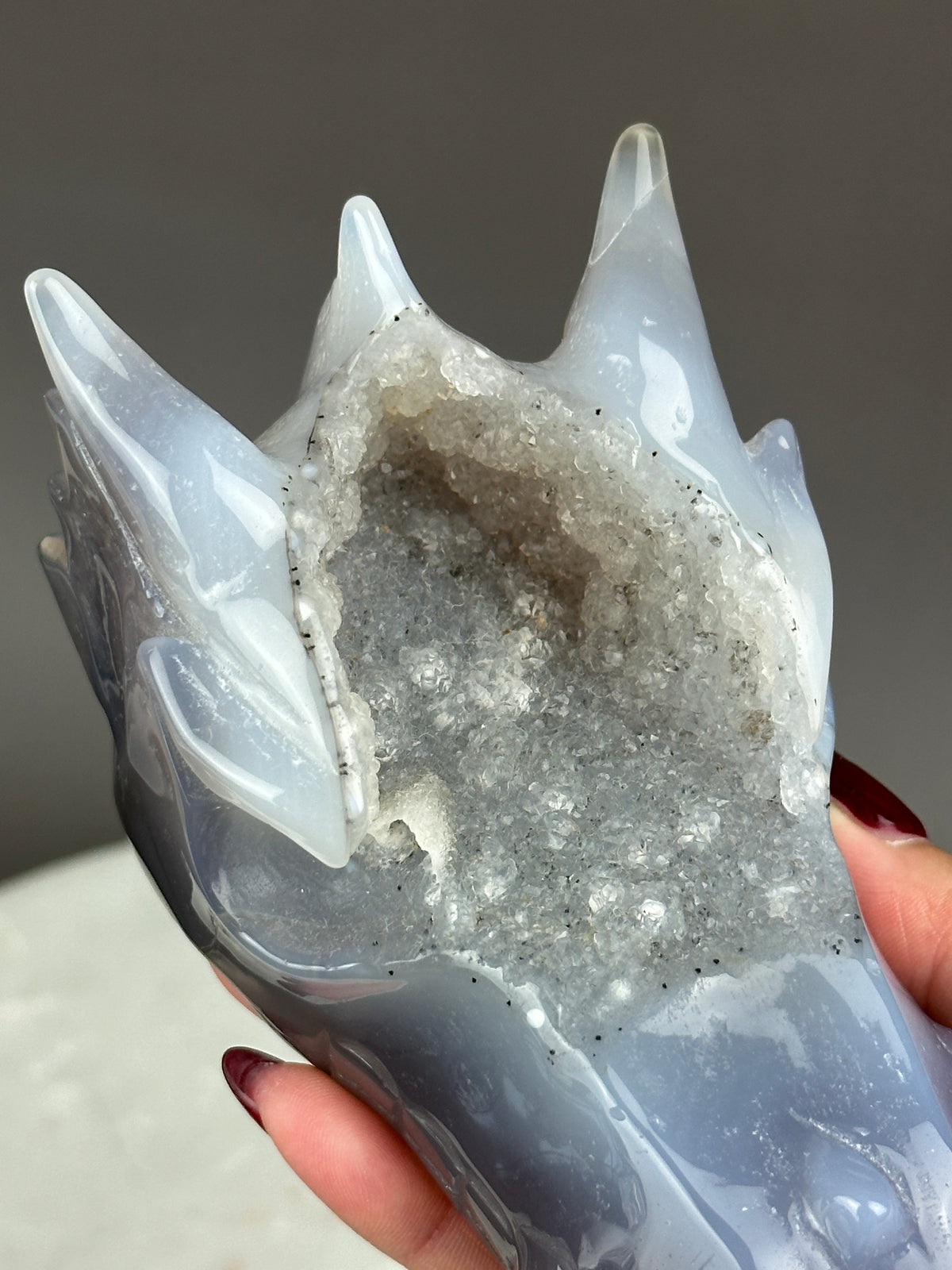 Druzy Agate 4.75" Dragon Skull #D2