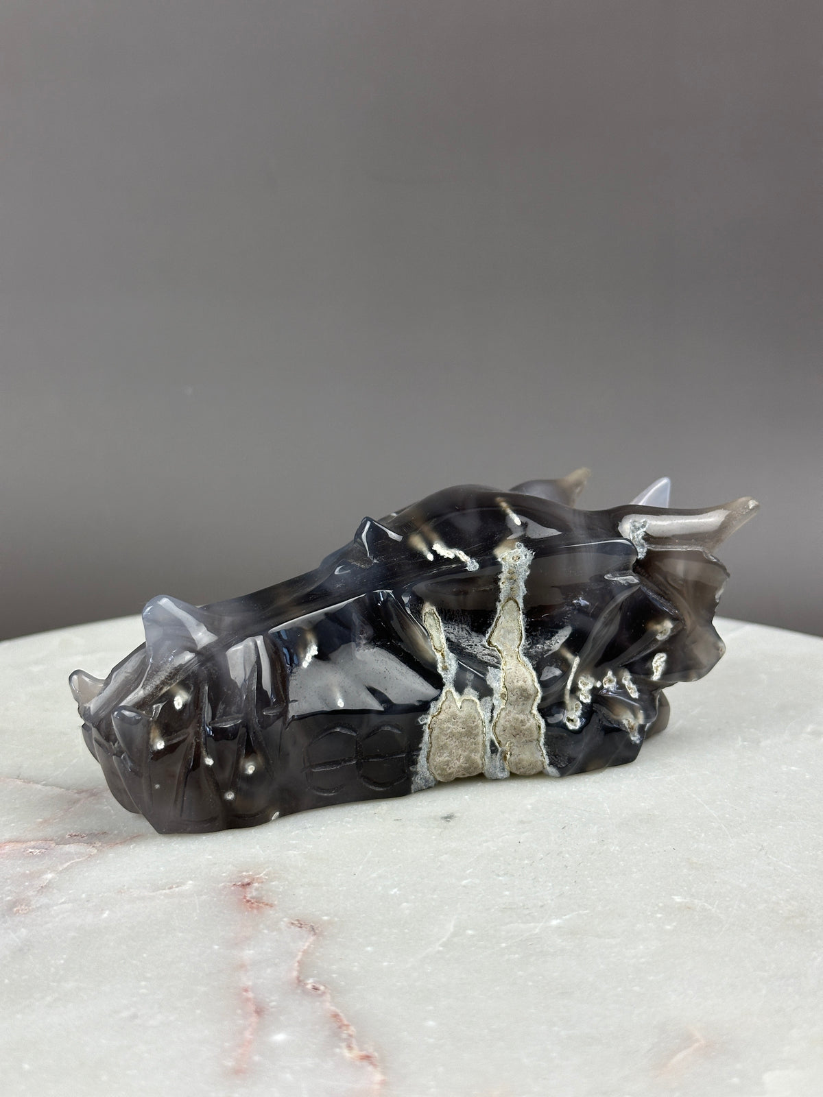 Agate Hand-carved 5" Dragon Skull #D3