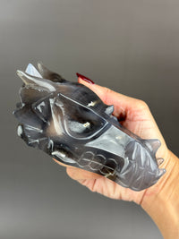 Agate Hand-carved 5" Dragon Skull #D3