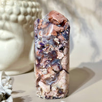 Tiffany Stone with Druzy Pockets | Creamy Pink, Pale Eggshell, & Deep Purple