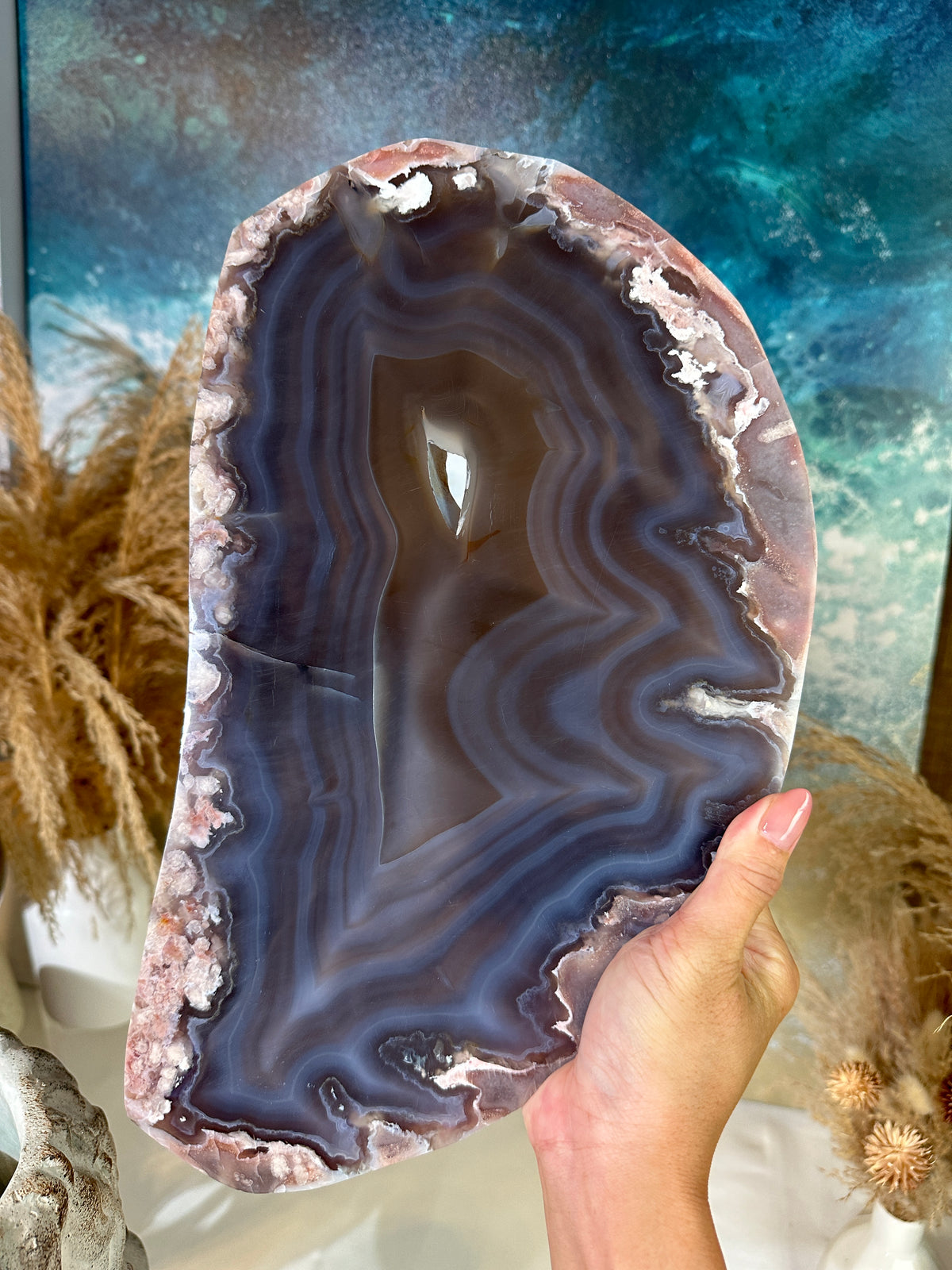 Slab #FAS7 Blue Banded Flower Agate Slab