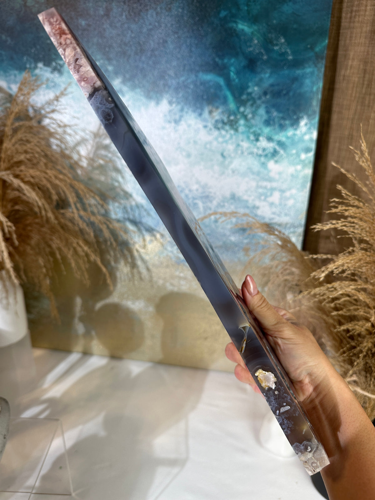 Slab #FAS3 Blue Banded Flower Agate Slab