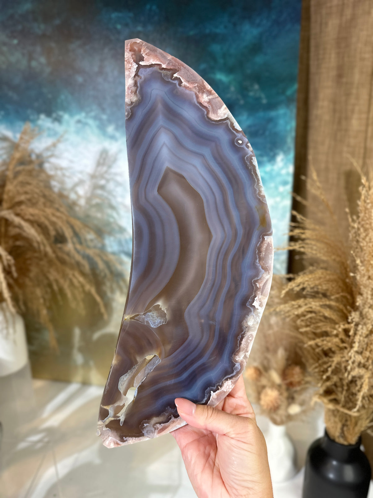 Slab #FAS3 Blue Banded Flower Agate Slab