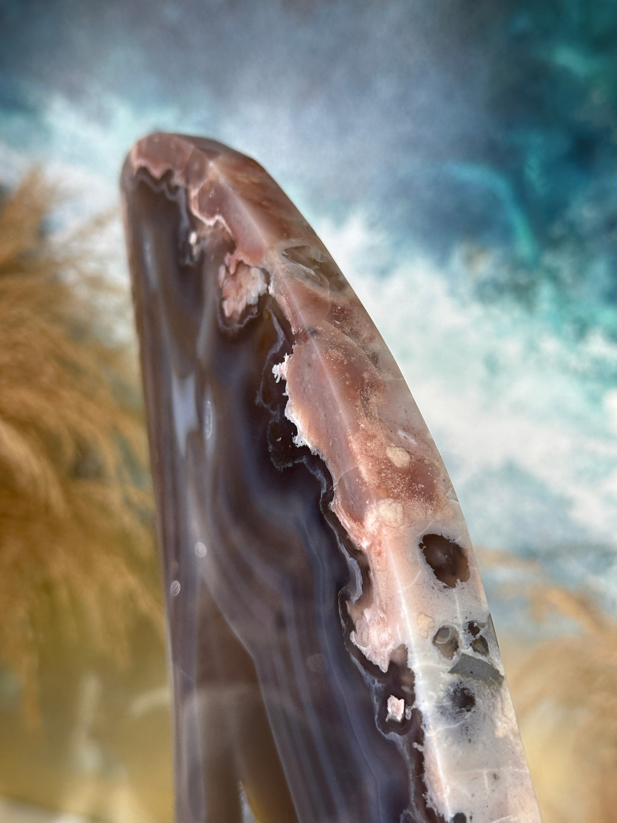 Slab #FAS5 Blue Banded Flower Agate Slab