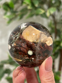 "Crimson Winter" Garden Quartz Lodolite Sphere