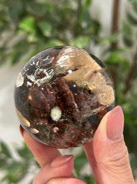 "Crimson Winter" Garden Quartz Lodolite Sphere
