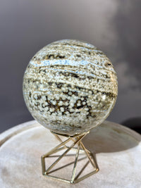 Amazing Druzy Sage Green & Blue Ocean Orbicular Jasper Sphere