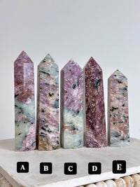 Pink Charoite with Blue Calcite tower for Crystal Collector Rare Find - CHOOSE YOUR PIECE