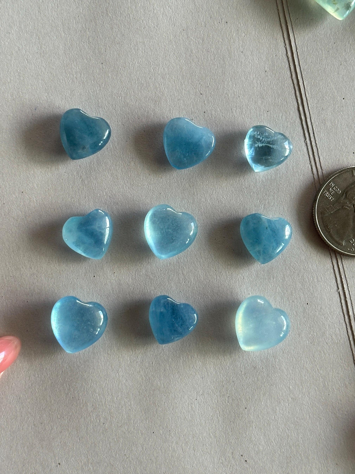 Aquamarine Mini Carvings: Hearts, Stars, Seashells
